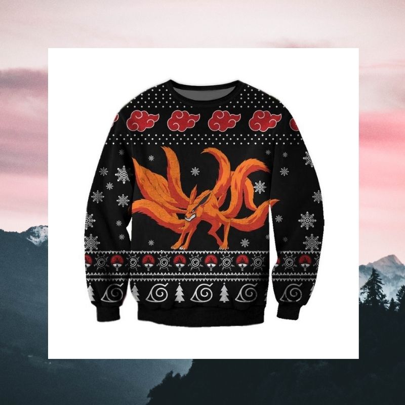 Naruto Kurama Akatsuki christmas knitted wool sweater 1 Naruto Kurama Akatsuki christmas sweater 3