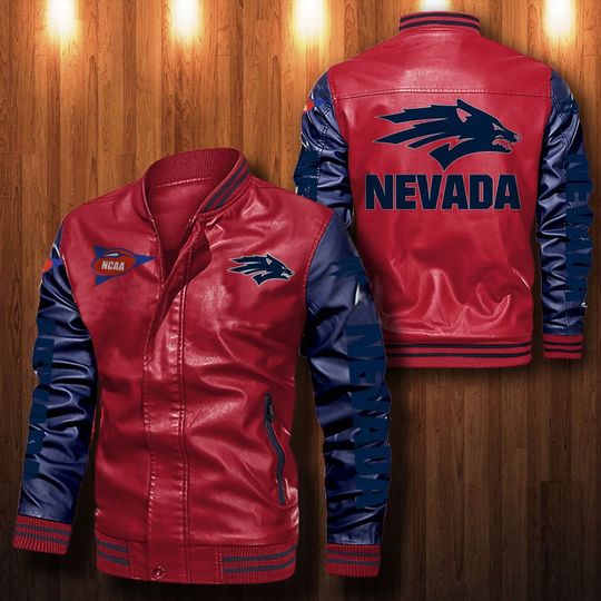 Nevada Wolf Pack Leather bomber Jacket 2