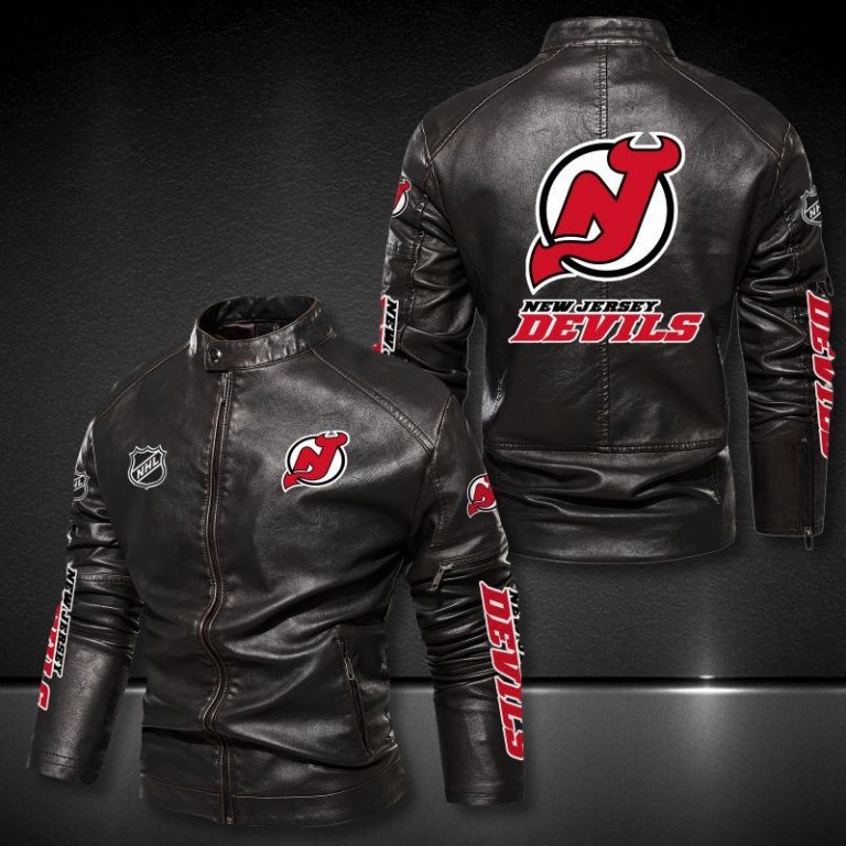New Jersey Devils NHL 3D motor leather jacket 1