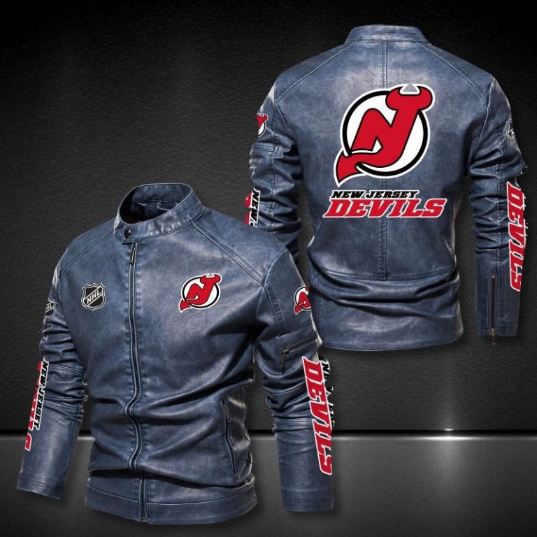 New Jersey Devils NHL 3D motor leather jacket 2