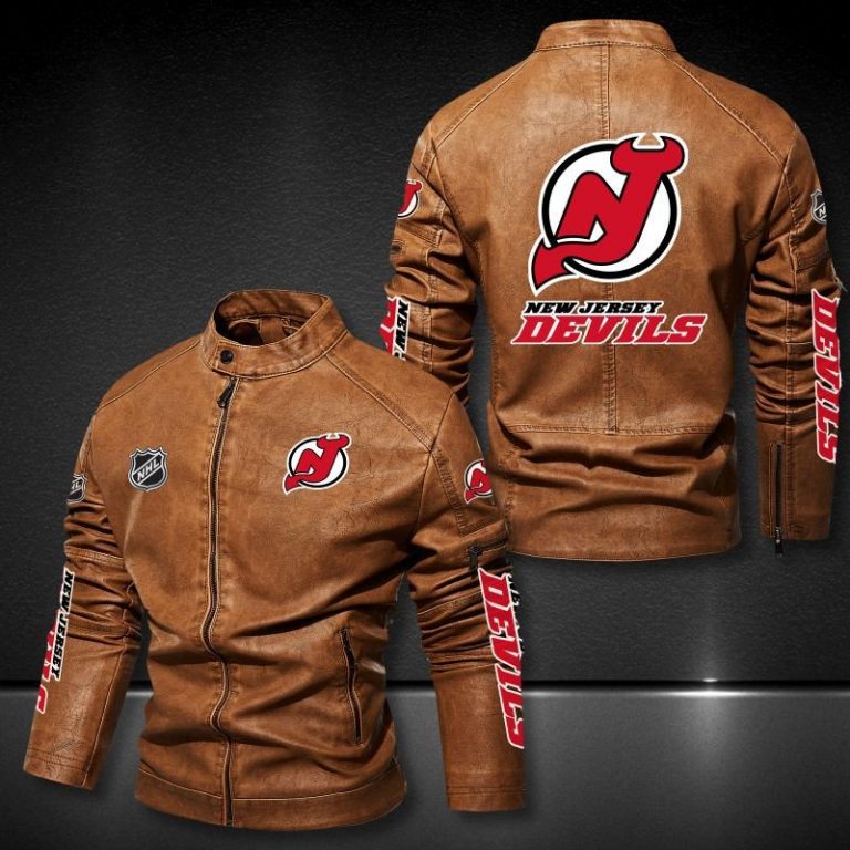New Jersey Devils NHL 3D motor leather jacket 3