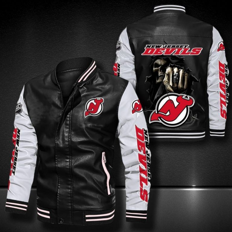 New Jersey Devils Bomber Leather Jacket 1 New Jersey Devils bomber leather jacket 1