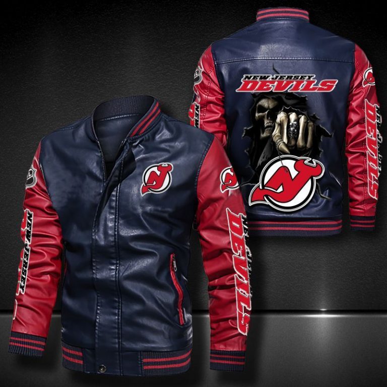 New Jersey Devils Bomber Leather Jacket 2 New Jersey Devils bomber leather jacket 2