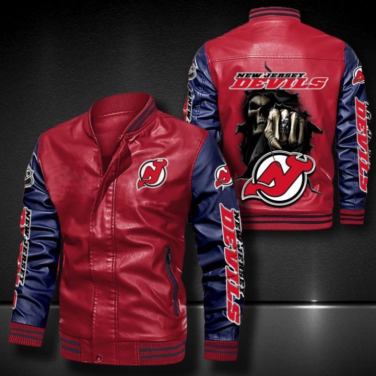 New Jersey Devils Bomber Leather Jacket 3 New Jersey Devils bomber leather jacket 3
