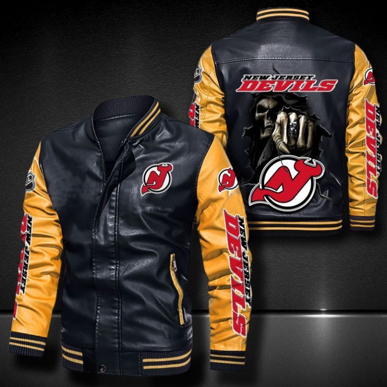 New Jersey Devils Bomber Leather Jacket 4 New Jersey Devils bomber leather jacket 4