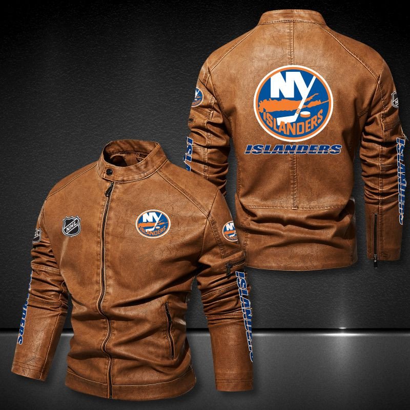 New York Islanders NHL 3D motor leather jacket 3