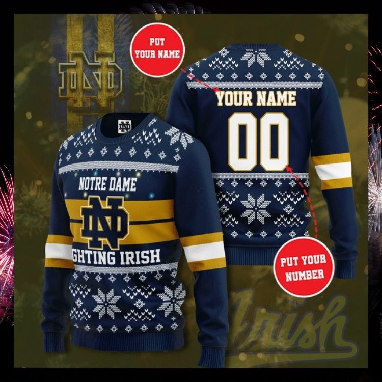 Notre Dame Fighting Irish Personalized Custom Christmas Sweater 2 Notre Dame Fighting Irish Personalized Custom Christmas Sweater2