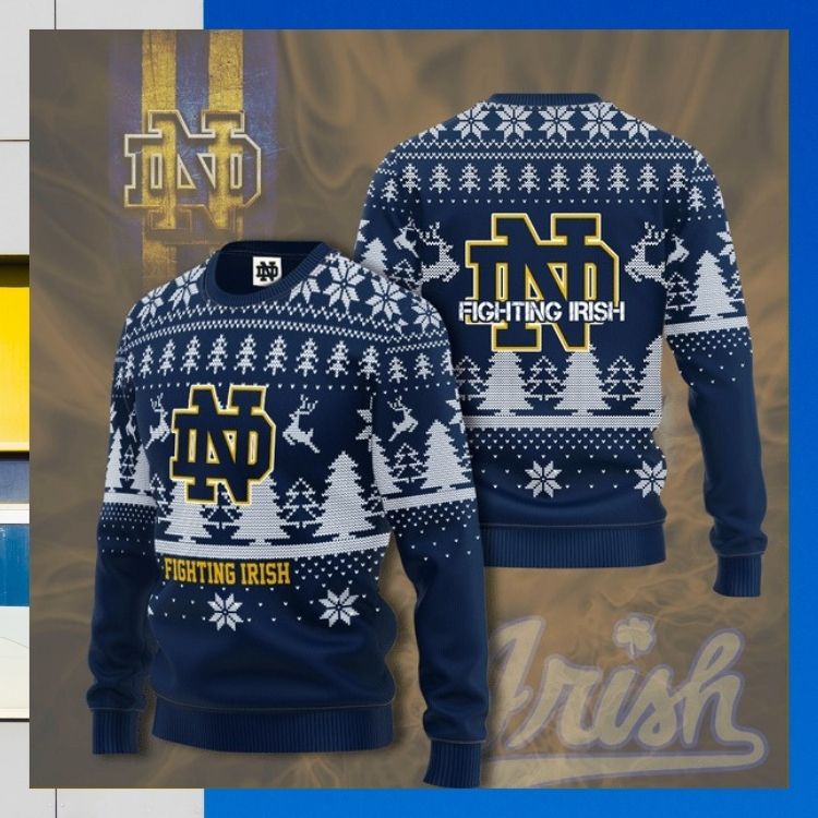 Notre Dame Fighting Irish Personalized Custom Deer Christmas Sweater2