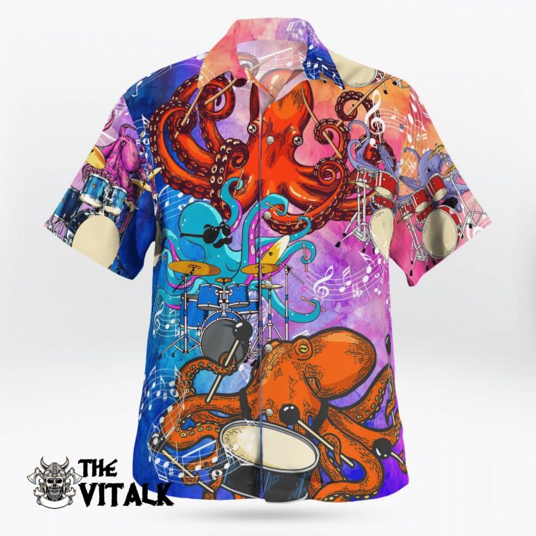 Octopus drums hawaiian shirt shorts 2