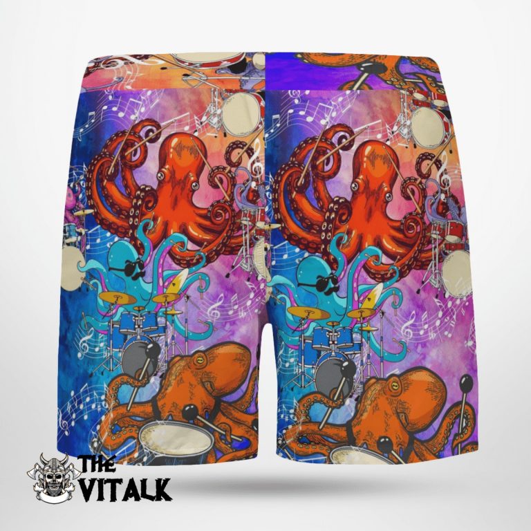 Octopus drums hawaiian shirt shorts 6