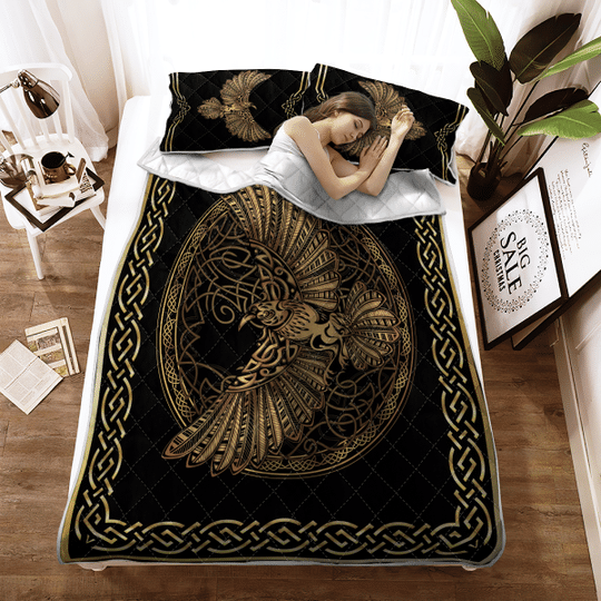Odin's Celtic Raven On The Background Yggdrasil Tree Viking Quilt Bedding Set 5 Odins Celtic Raven On The Background Yggdrasil Tree Viking Quilt Bedding Set2