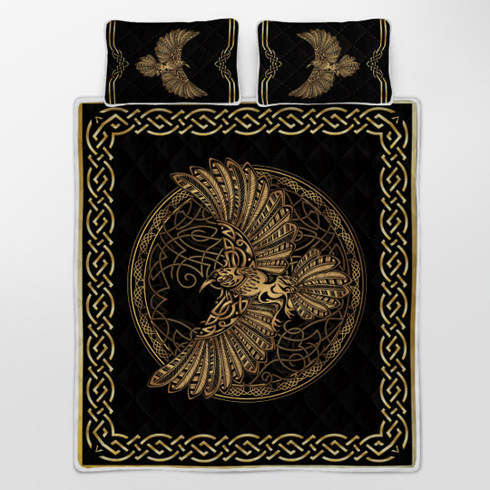Odin's Celtic Raven On The Background Yggdrasil Tree Viking Quilt Bedding Set 4 Odins Celtic Raven On The Background Yggdrasil Tree Viking Quilt Bedding Set3