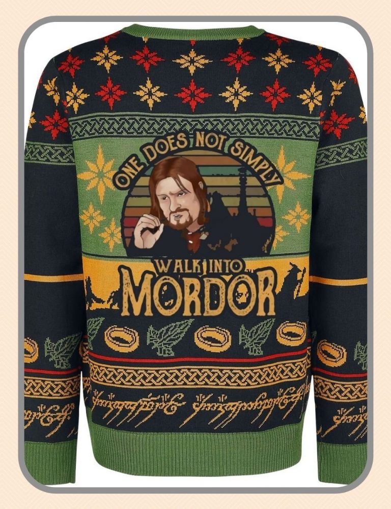 One Does Not Simply Walking Mordor Meme Christmas Sweater 2