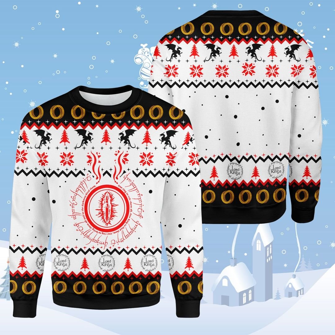 One Ring Dragon White Christmas Sweater