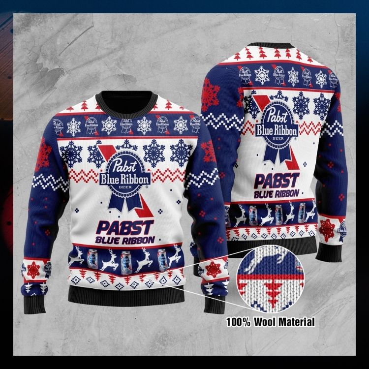Pabst Blue Ribbon Beer Deer Christmas Sweater 4 Pabst Blue Ribbon Beer Deer Christmas Sweater1