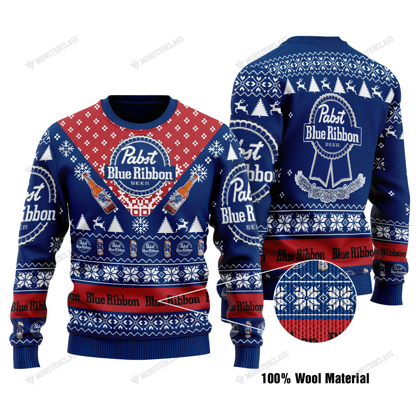 Pabst Blue Ribbon Beer Christmas Sweater