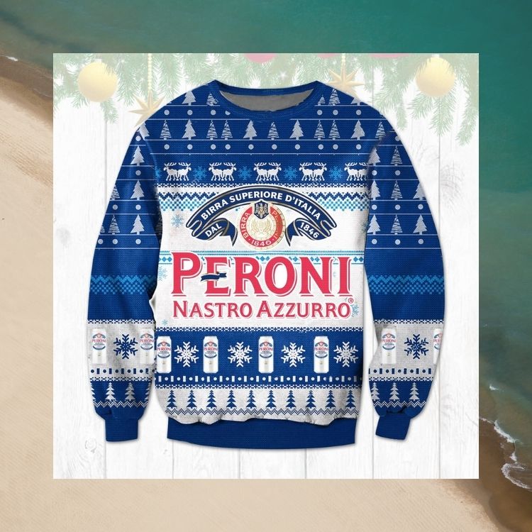 Peroni Nastro Azzurro beer Christmas knitted wool sweater 2 Peroni Nastro Azzurro beer Christmas knitted wool sweater word3
