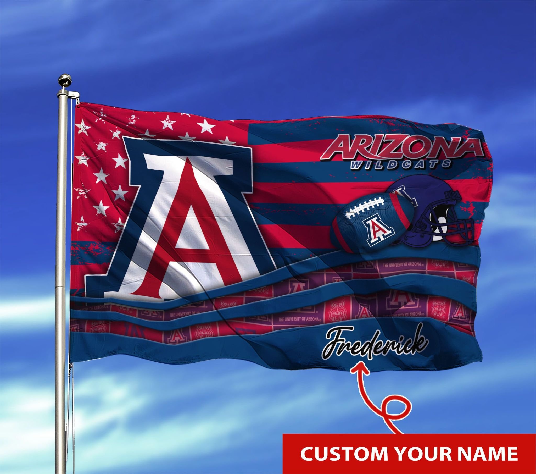Personalized Arizona Wildcats custom name flag 1