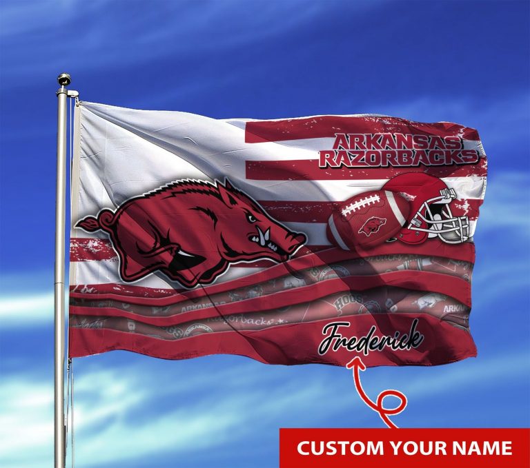 Personalized Arkansas Razorbacks custom name flag 1