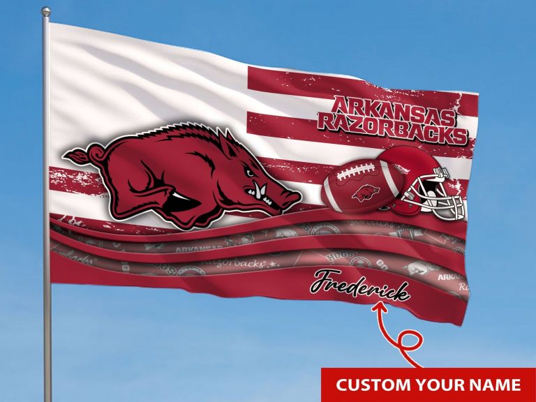 Personalized Arkansas Razorbacks custom name flag 2