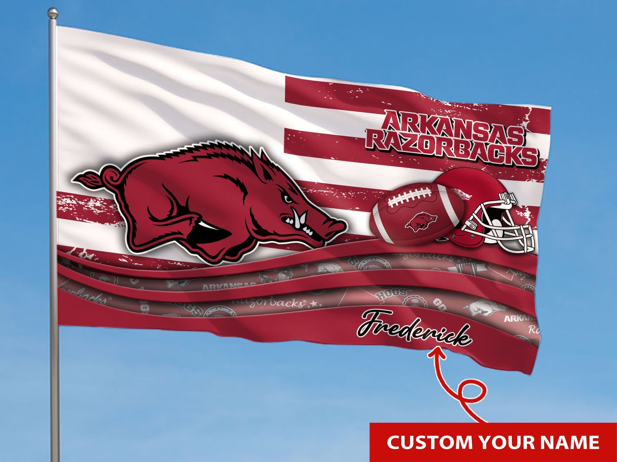 Personalized Arkansas Razorbacks custom name flag 2