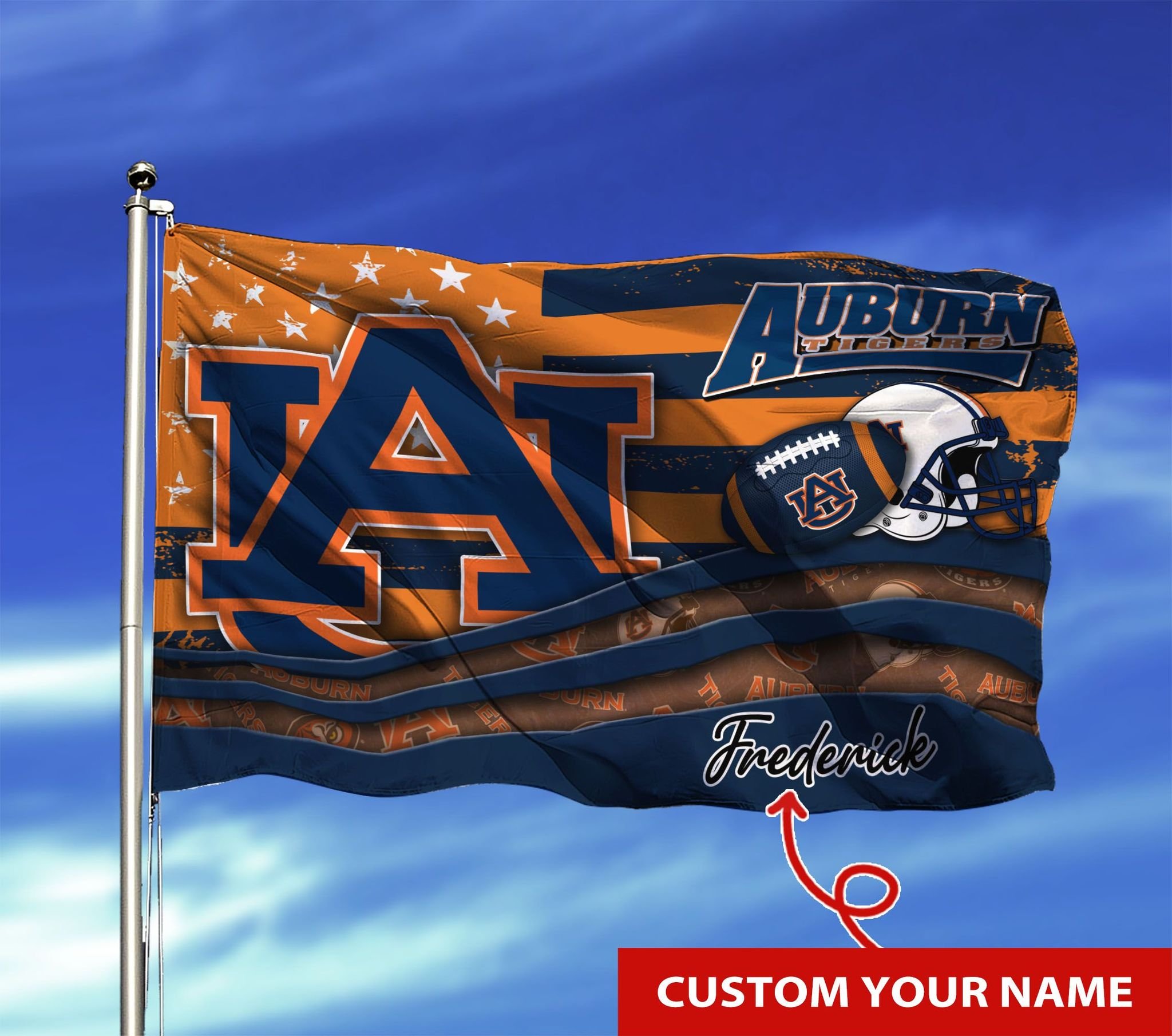 Personalized Auburn Tigers custom name flag 1