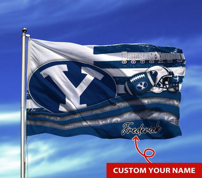 Personalized BYU Cougars custom name flag 1