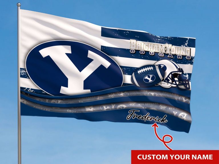 Personalized BYU Cougars custom name flag 2