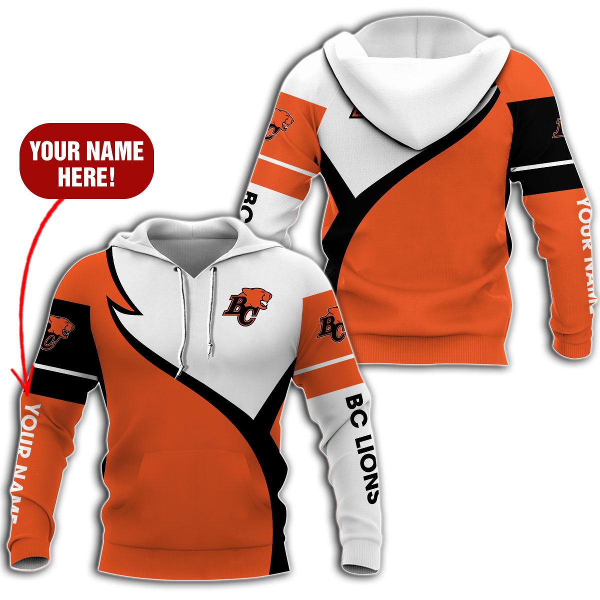 Personalized CFL BC Lions Football Club 3d shirt, hoodie word2