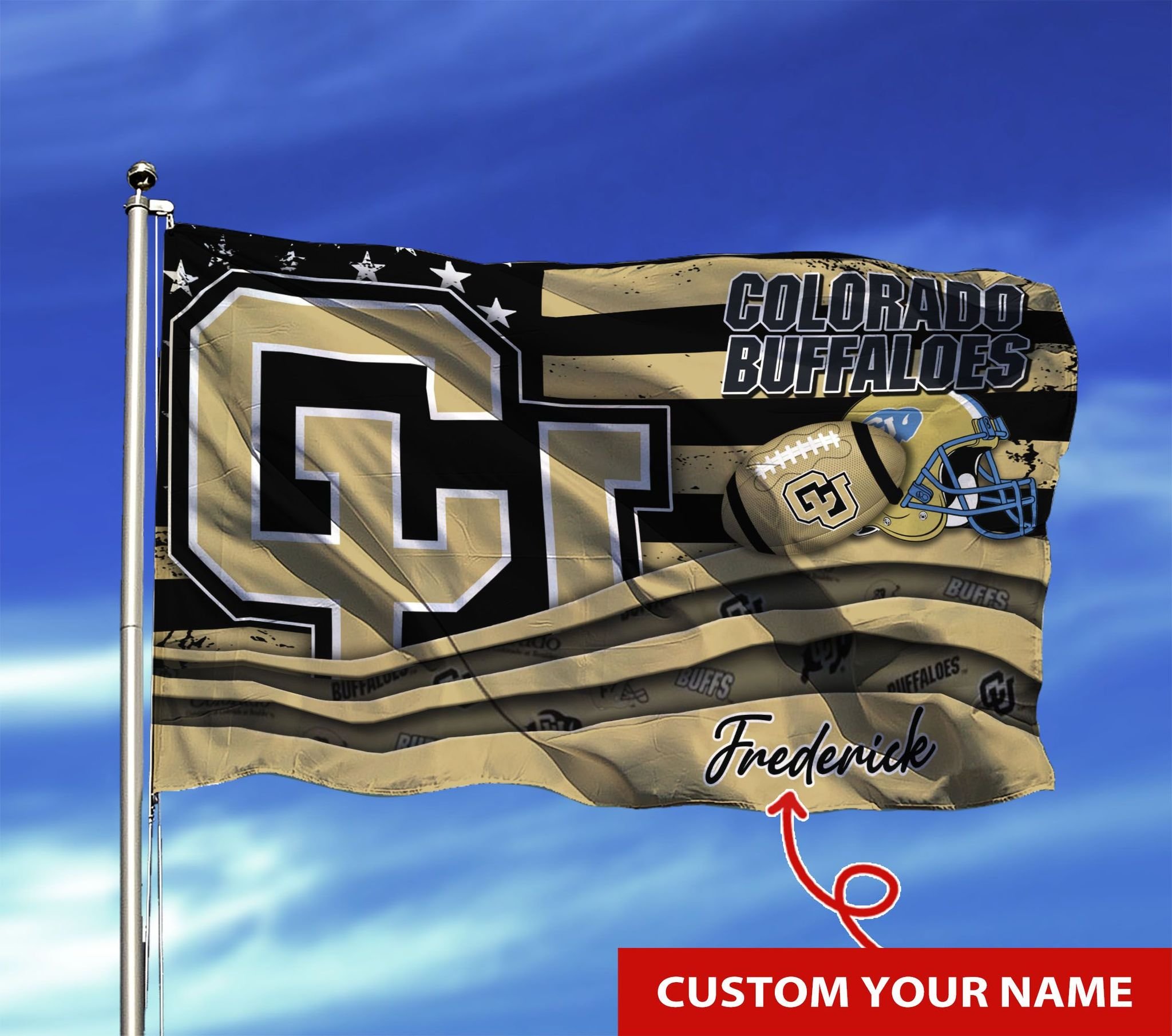 Personalized Colorado Buffaloes custom name flag 1