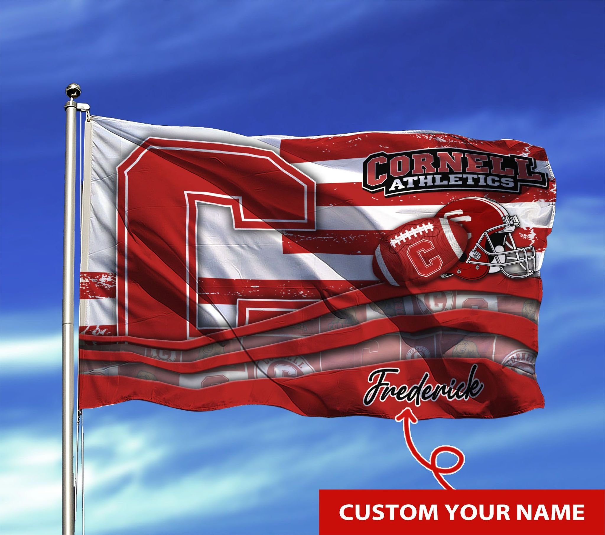 Personalized Cornell Big Red custom name flag 1