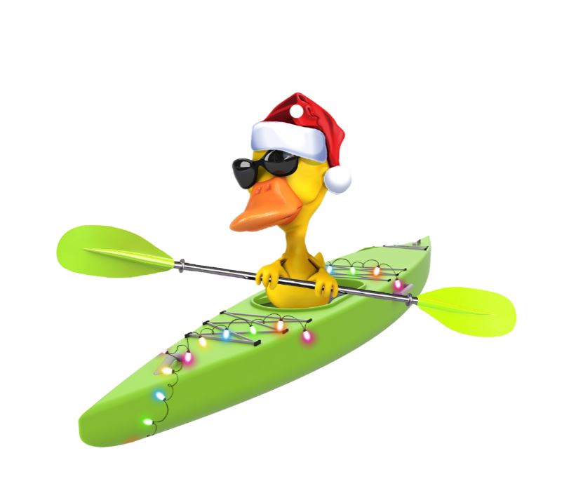 Personalized Kayak Duck Christmas hat hanging ornament 4 Personalized Kayak Duck Christmas hat hanging ornament 3