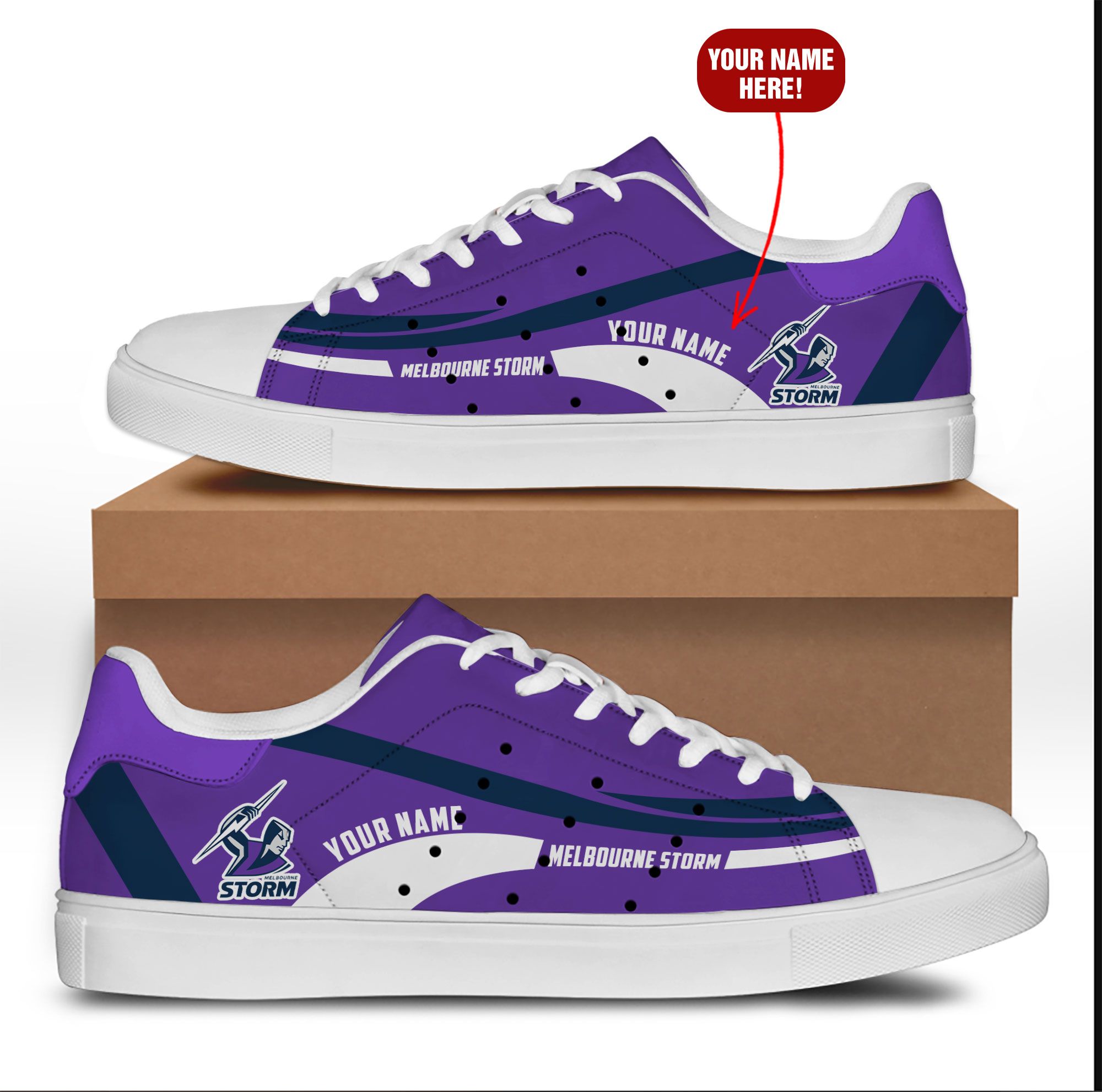 Personalized Melbourne Storm NRL Stan smith low top shoes word2