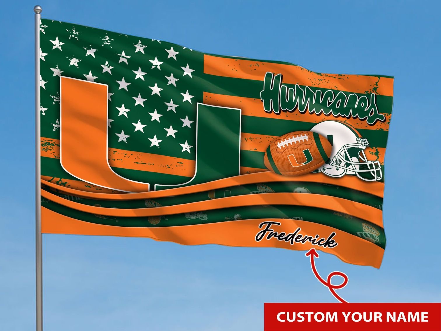 Personalized Miami Hurricanes NCAA custom flag 2