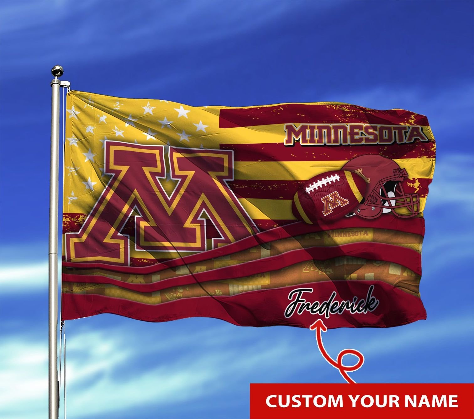 Personalized Minnesota Golden Gophers NCAA custom flag 4 Personalized Minnesota Golden Gophers NCAA custom flag 1