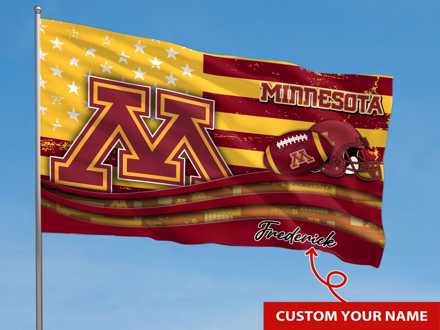 Personalized Minnesota Golden Gophers NCAA custom flag 3 Personalized Minnesota Golden Gophers NCAA custom flag 2