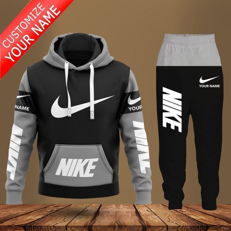 LIMITED NIKE grey black Personalized hoodie, sweatpants word2