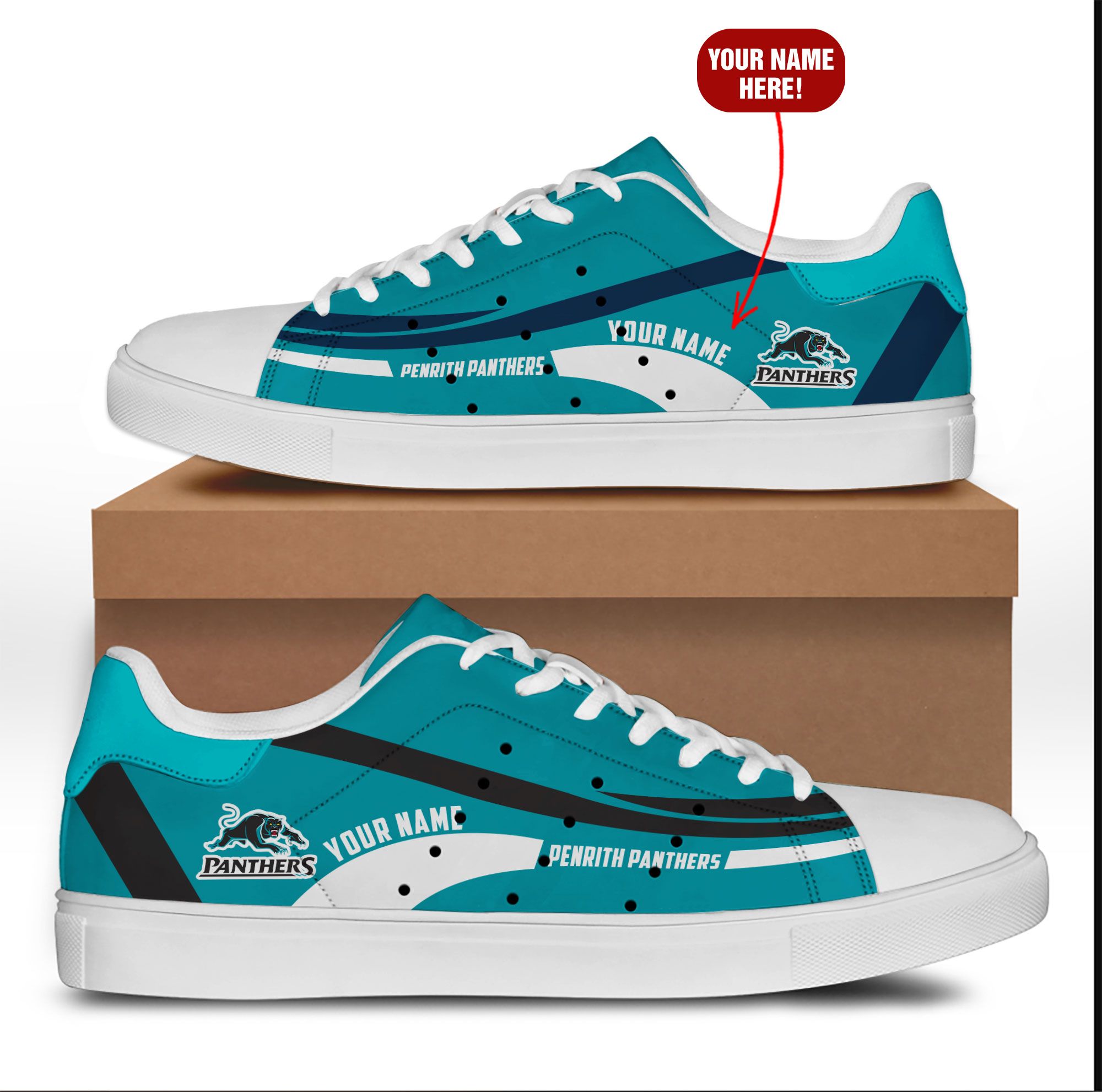 Personalized Penrith Panthers NRL Stan smith low top shoes