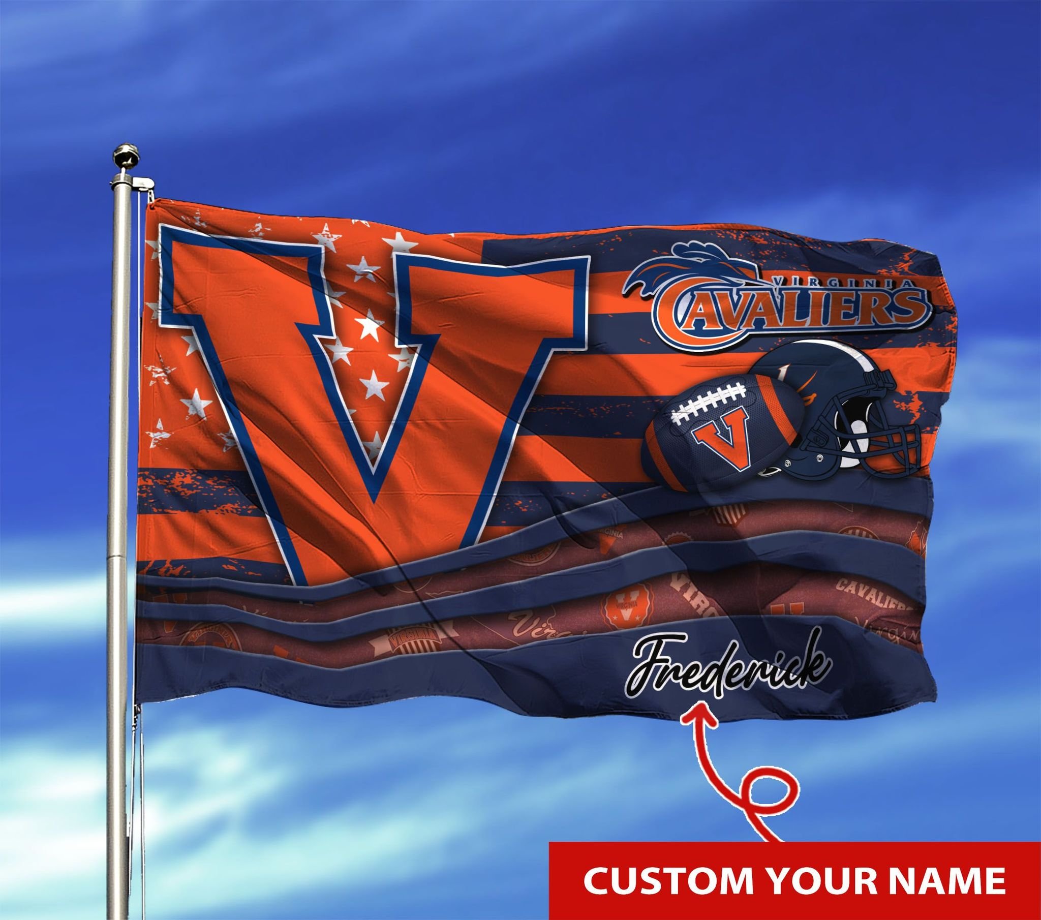 Personalized Virginia Cavaliers custom name flag