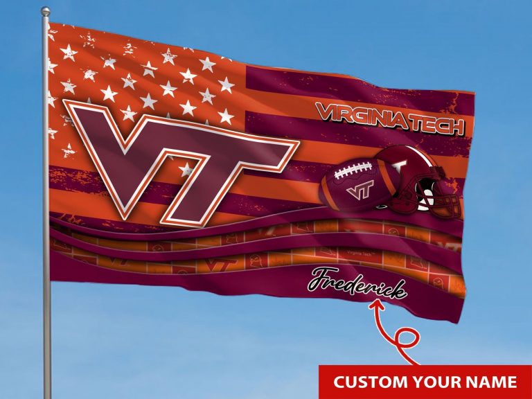 Personalized Virginia Tech Hokies custom name flag 1