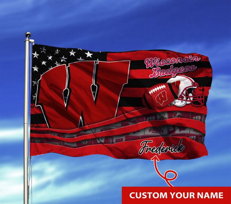 Personalized Wisconsin Badgers custom name flag