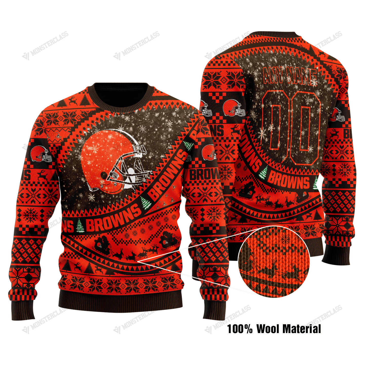 Personalized NFL Cleveland Browns Custom Red Sweater