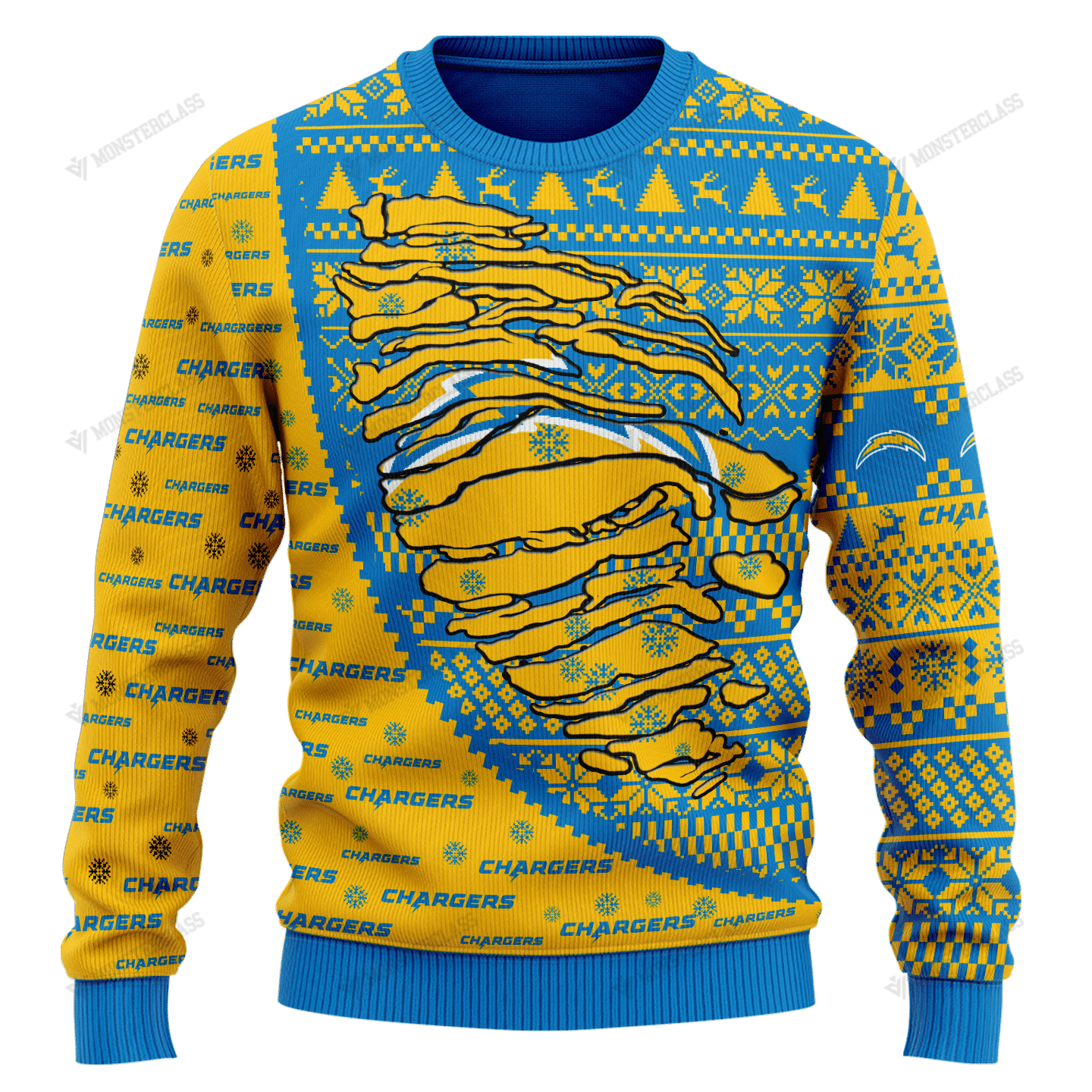Personalized NFL Los Angeles Chargers Custom Sweater 2 Personalized NFL Los Angeles Chargers Custom Sweater 1