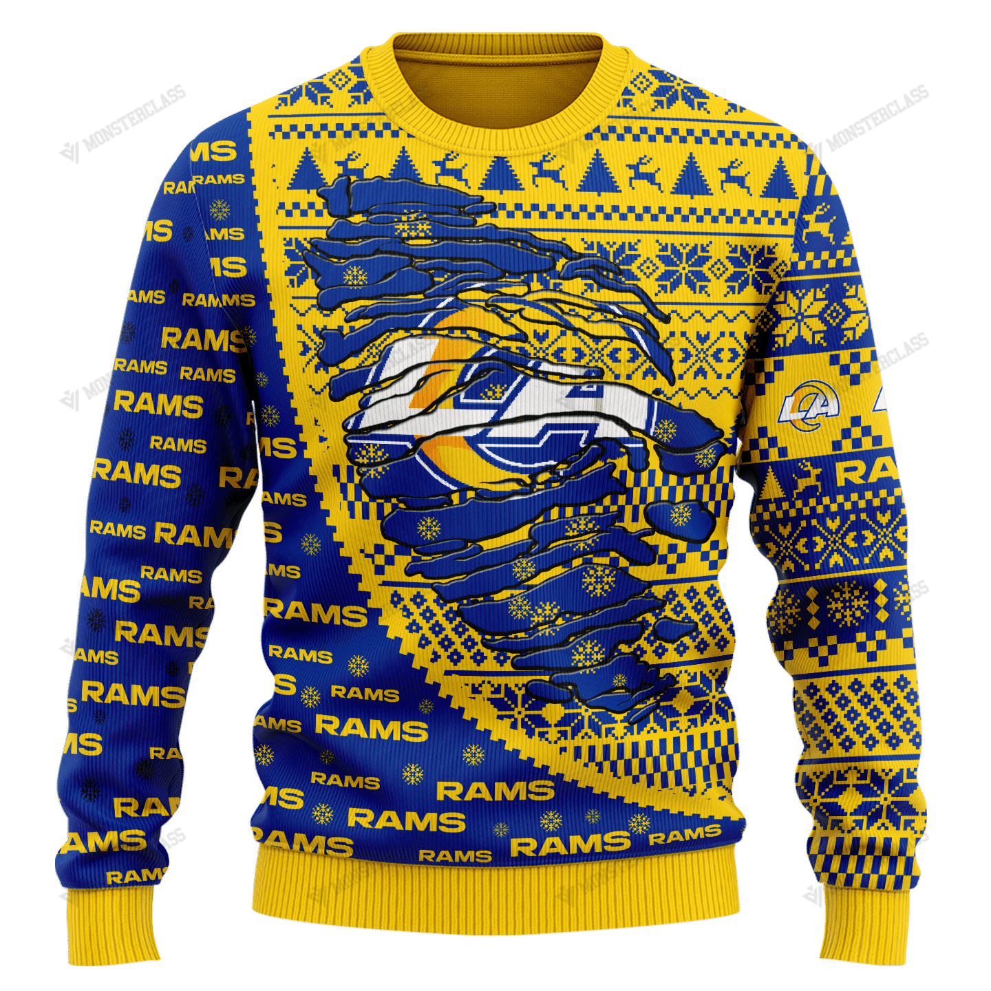 Personalized NFL Los Angeles Rams Custom Sweater 2 Personalized NFL Los Angeles Rams Custom Sweater 1