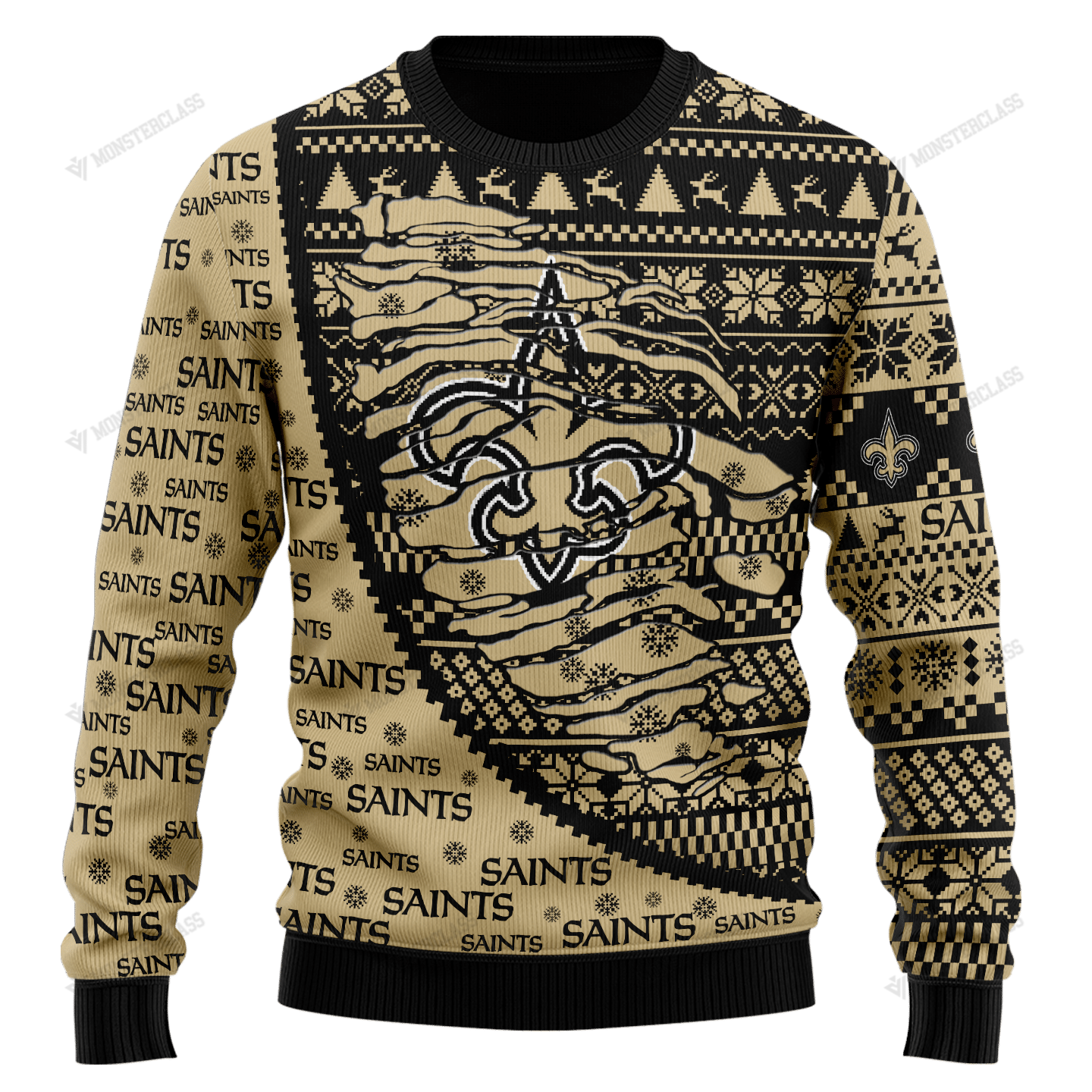 Personalized NFL New Orleans Saints Custom Sweater 2 Personalized NFL New Orleans Saints Custom Sweater 1