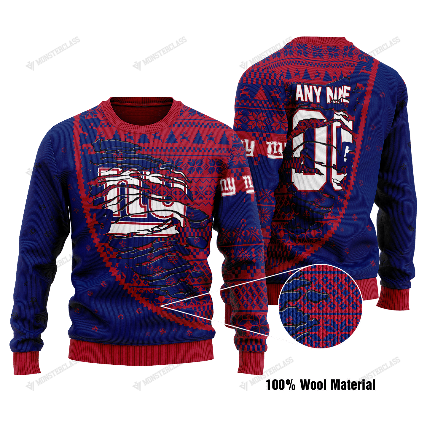Personalized NFL New York Giants Custom Sweater
