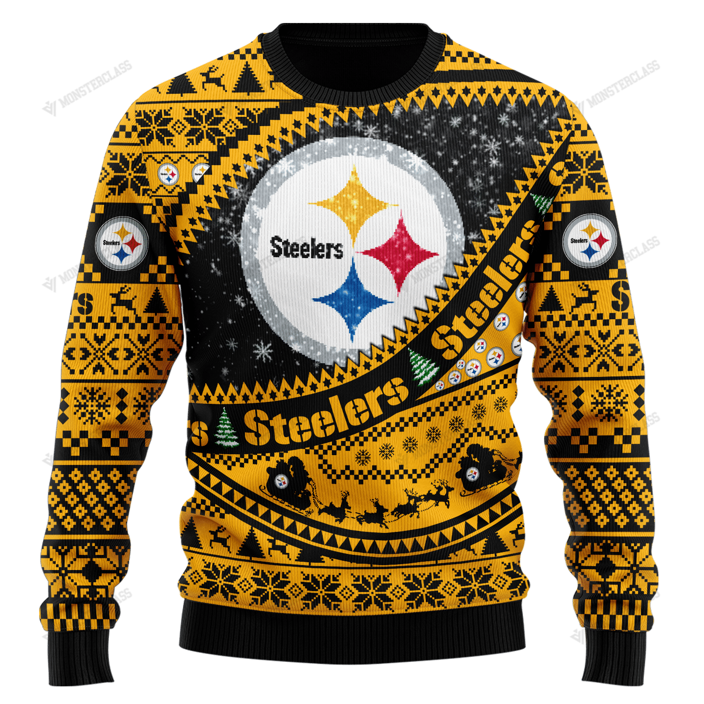 Personalized NFL Pittsburgh Steelers Custom Yellow Sweater 2 Personalized NFL Pittsburgh Steelers Custom Yellow Sweater 1