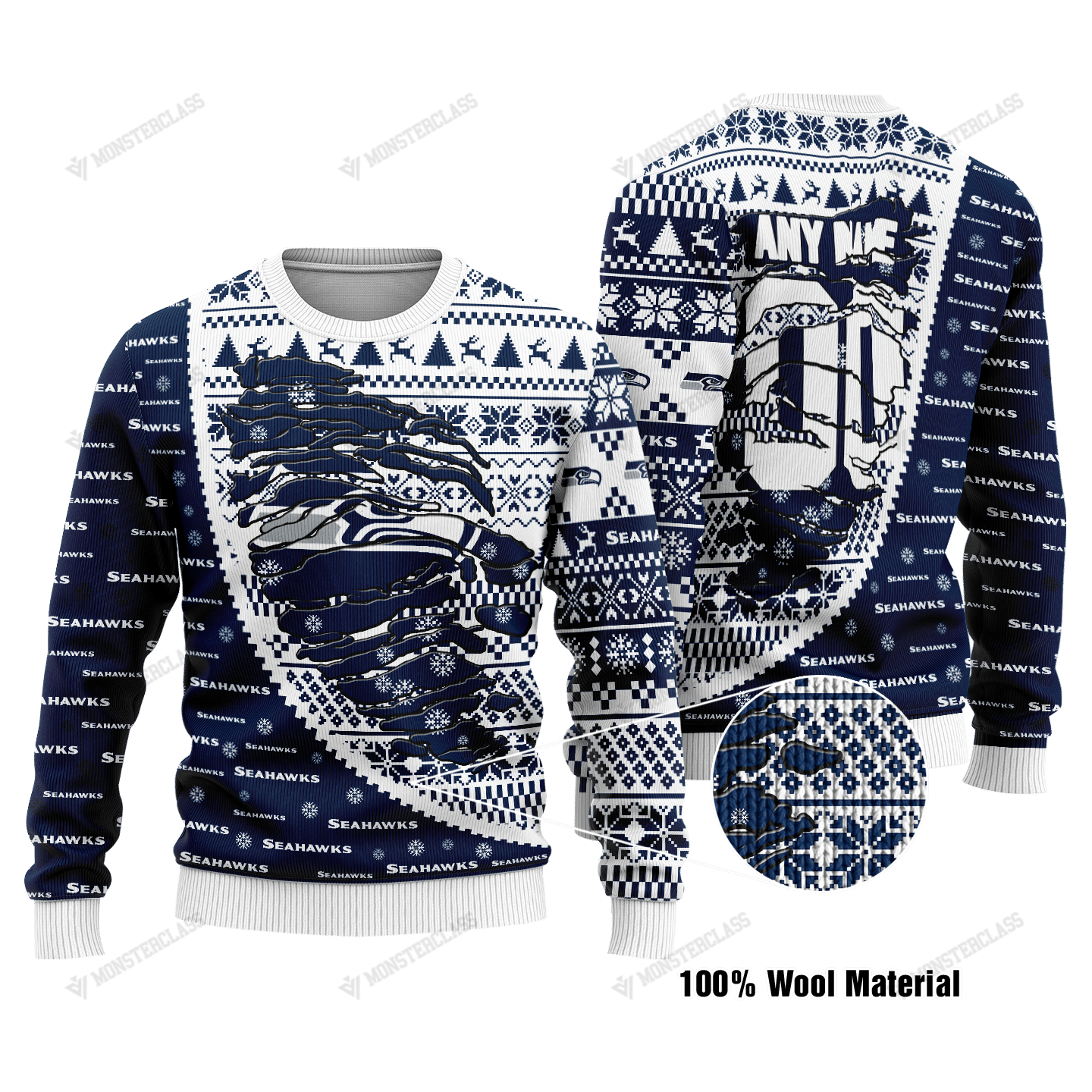 Personalized NFL Seattle Seahawks Custom Sweater 1 Personalized NFL Seattle Seahawks Custom Sweater