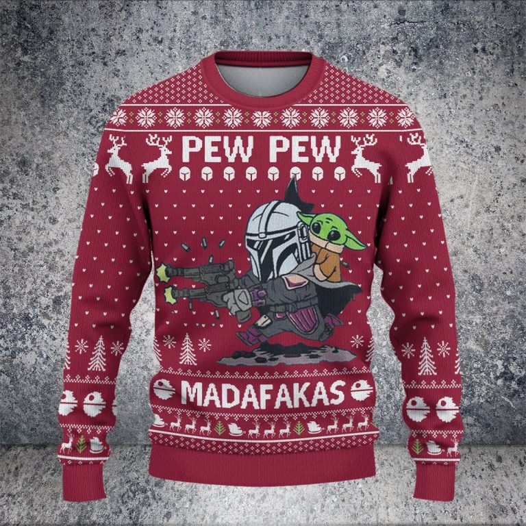 Pew Pew Madafakas Darth Vader Baby Yoda Christmas sweater 1