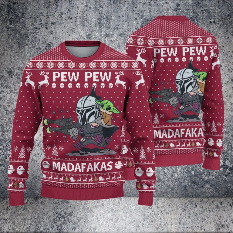Pew Pew Madafakas Darth Vader Baby Yoda Christmas sweater